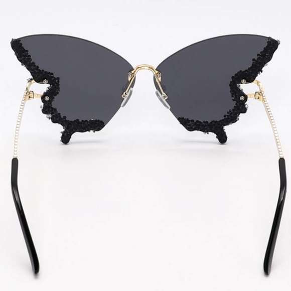 Royal 1 Pair Butterfly & Rhinestone Decor Luxury Y2k Sunglasses Shades Beach - Picture 4 of 5